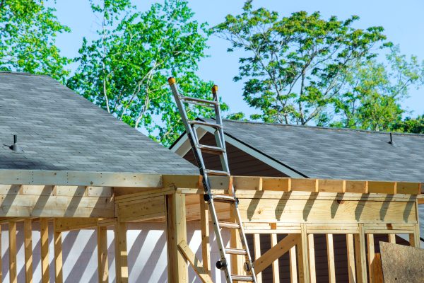 Wood framing with an unfinished at during house remodeling